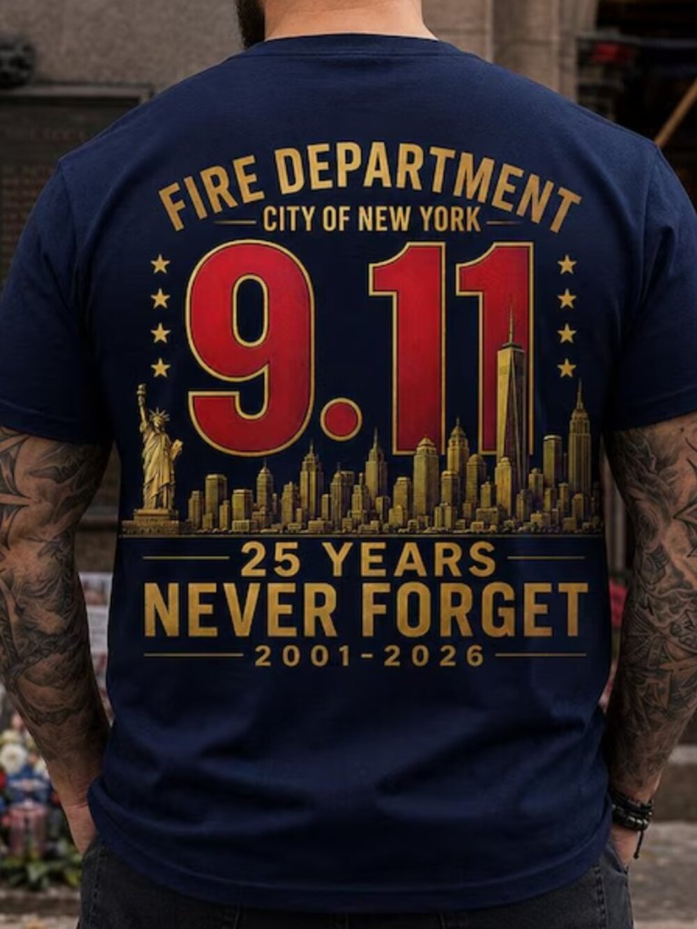 9-11 Never Forget Shirt, Fire Department Memorial Tee, 25 Years 2001-2026